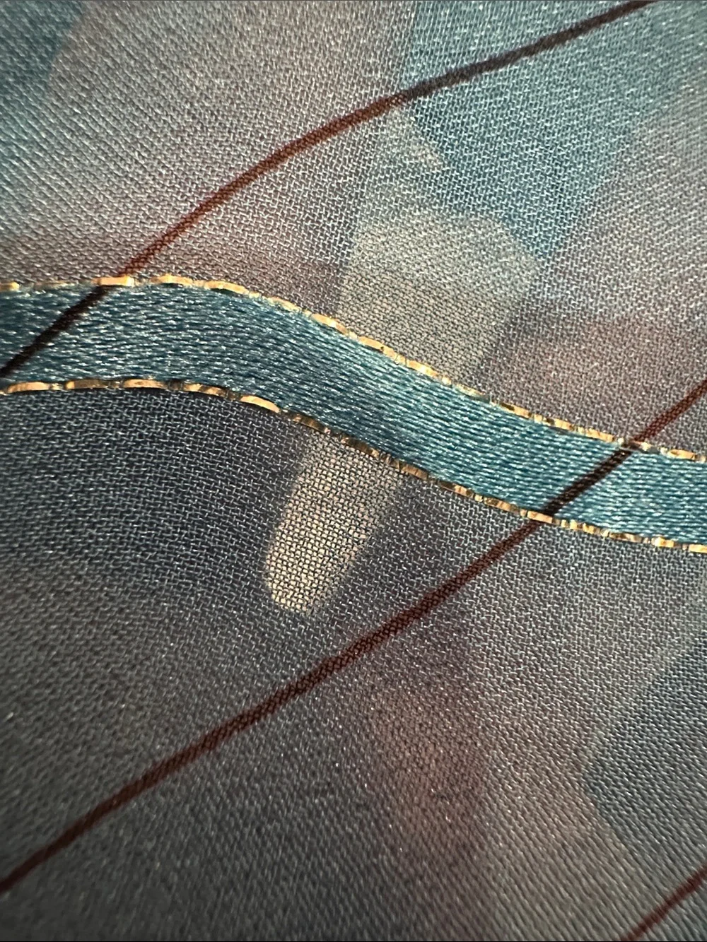 Silk-Blend Striped Scarf in Teal and Gray